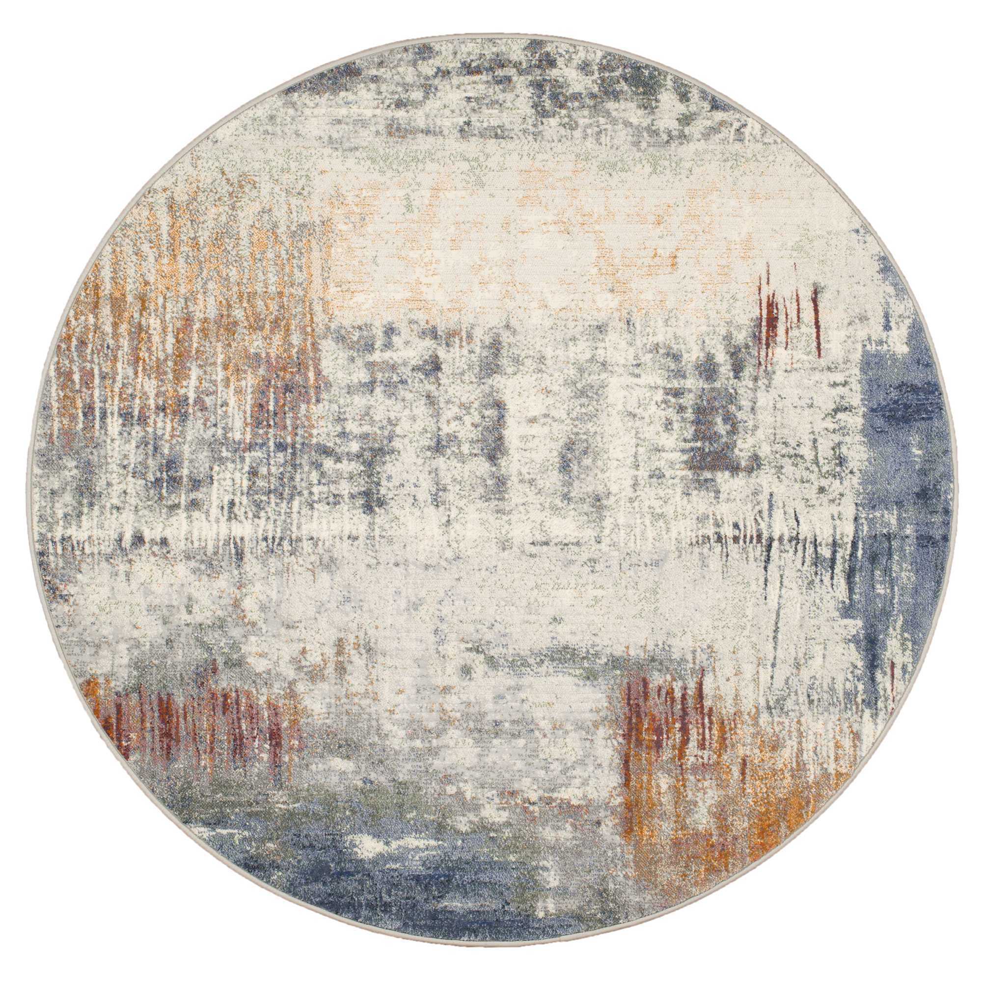 Galleria Abstract Circle Round Rugs In 63393 6656 Blue